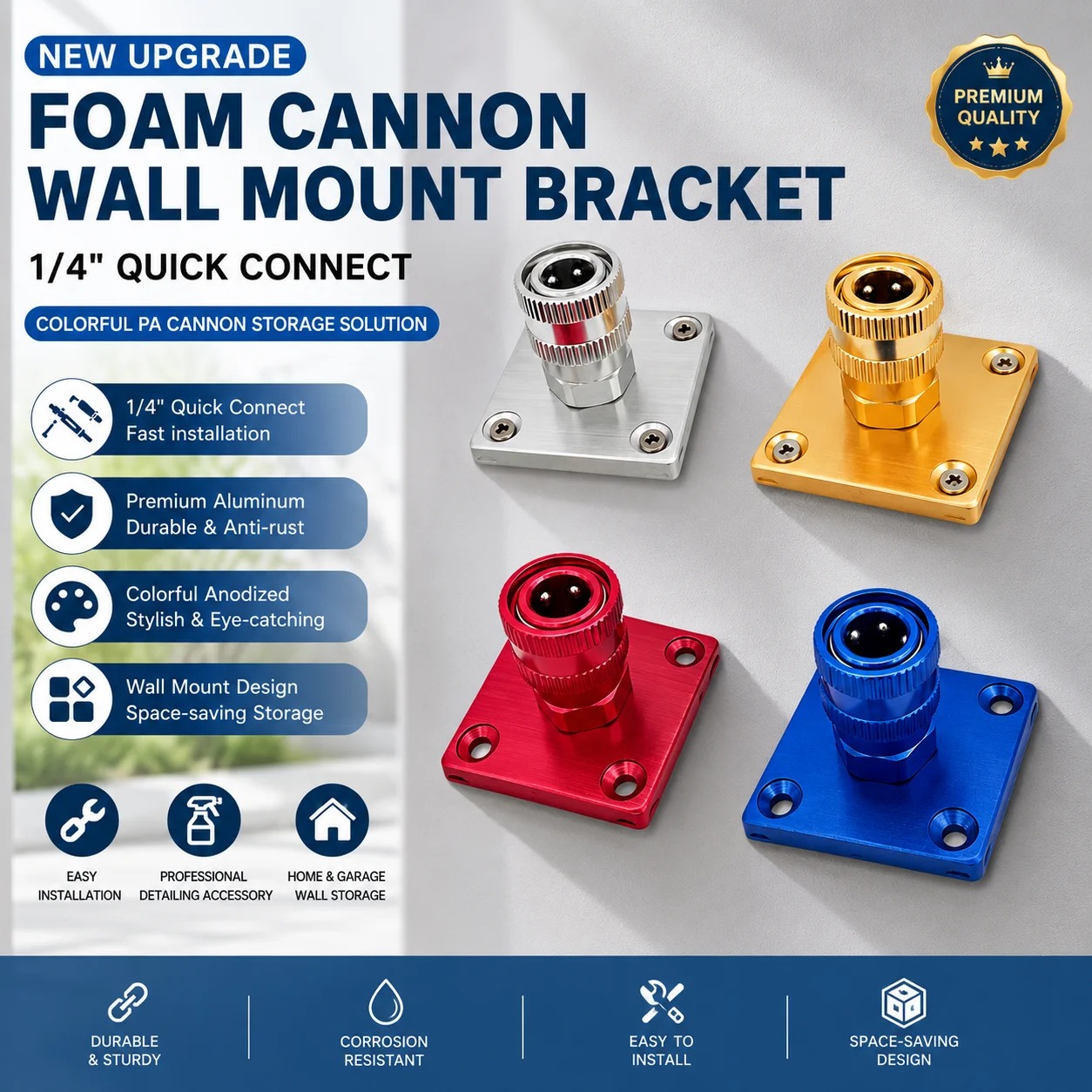 Foam Cannon Car Wash - 1/4 Quick Connect Foam Cannon Wall