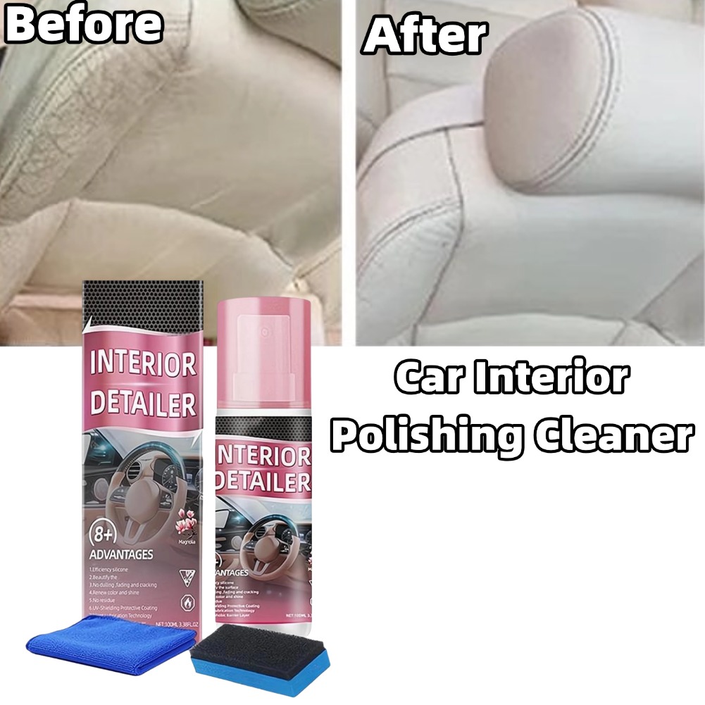 Leather Cleaner Interior - 100ml Car Interior Polishing Cleaner, No